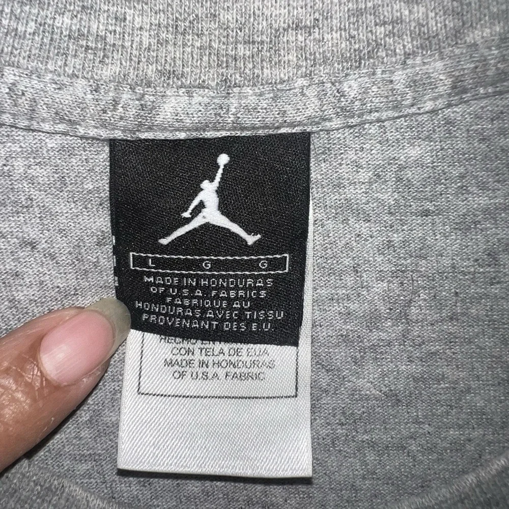 VTG Air Jordan T Shirt Men's Size L Heather Grey Sneakers 2-Side #23 Jumpman Tee